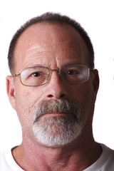 Old Guy with Beard and Mustache Looking at Camera