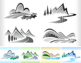 ROAD AND HILL ICON SET