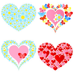 four valentine symbolic hearts