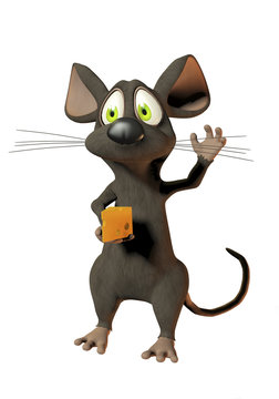 Cheeky Cartoon Mouse Holding A Wedge Of Cheese