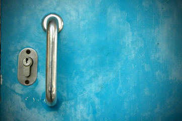 blue door and handle