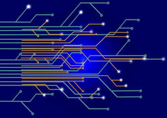 Circuit Board on a dark blue background