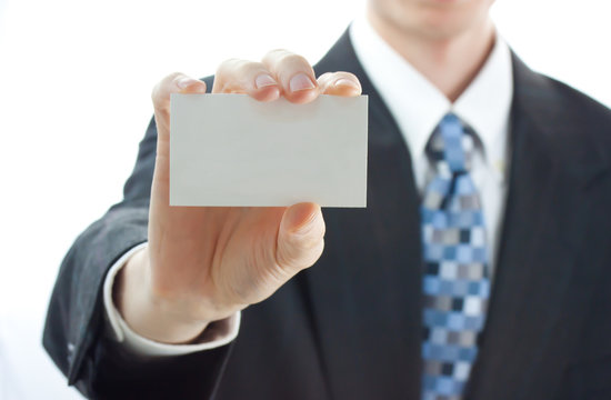 Businessman Holding Business Card