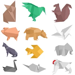 Crédence de cuisine en verre imprimé Animaux géométriques Créatures en origami