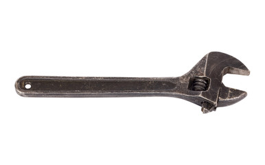 Old wrench on white background