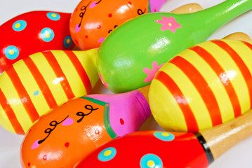 Fototapeta na wymiar colorful wooden toy maracas