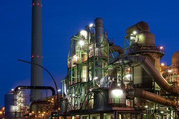 Kupferhütte in Hamburg bei Nacht, Industry at night