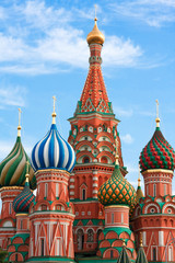 Fototapeta na wymiar Domes of the famous Head of St. Basil's Cathedral on Red square