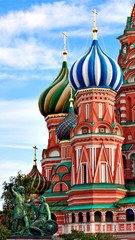 Fototapeta na wymiar Domes of the famous Head of St. Basil's Cathedral on Red square
