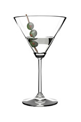 Martini drink glass with olives