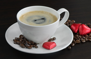 Coffe cup and candy