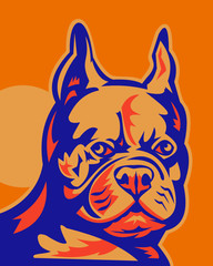 French Bulldog head portrait retro