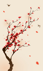 oriental style painting, plum blossom in spring © ori-artiste