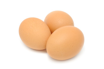 Fototapeta na wymiar Brown Chicken Eggs Isolated on White Background