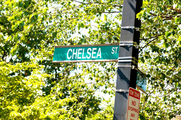 Street sign on the bright day