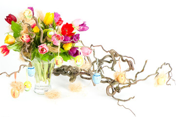 colorful spring easter tulips bouquet