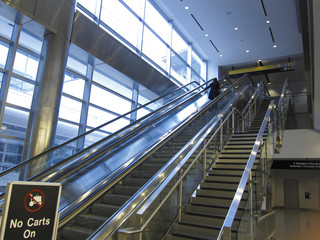 Stairs and escalator at the airport
