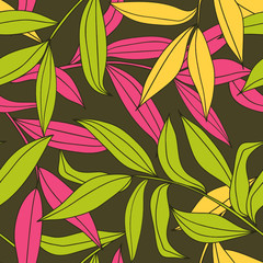 Bamboo leaves seamless pattern vector