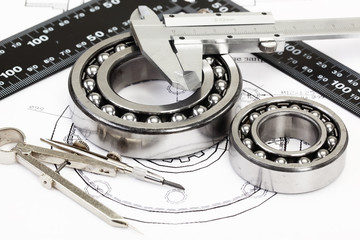 construction drafts and tools on the table