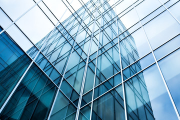 transparent glass wall of office building - 29957040