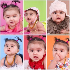 collage bébé sur fond colorés
