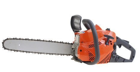 New chainsaw isolated on white background