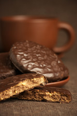 Chocolate cookies and coffee