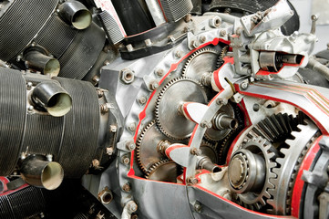 precision mechanics inside a propeller aircraft engine - 29963811