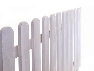 white wooden fence on white background