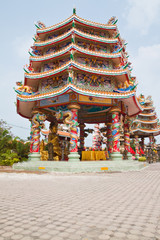 Part of beautyful Chinese shrine and the blue sky, Chonburi- Eas