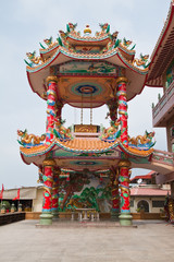 Fototapeta premium Part of beautyful Chinese shrine and the blue sky, Chonburi- Eas
