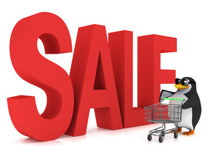 3d Penguin at the Sales