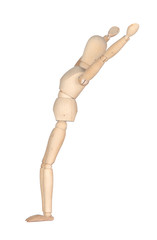 Wooden mannequin by stretching