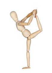 Wooden mannequin by stretching