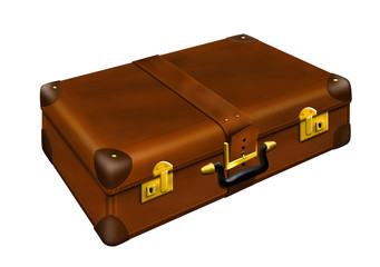 old suitcase against a white background