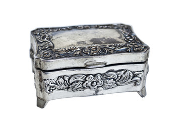 Silver jewelry box isolated on white