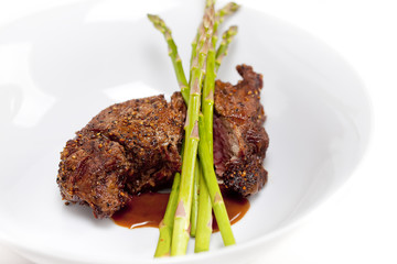 Steak with Asparagus - Horizontal shot