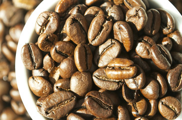 Coffee beans in cup