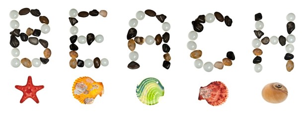 Beach word made of stones