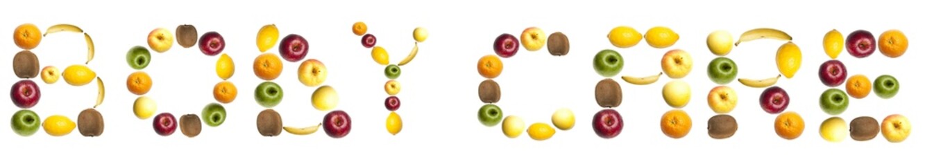Body care word made of fruits