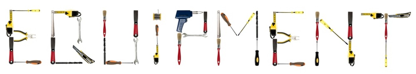 Equipment word made of hand tools