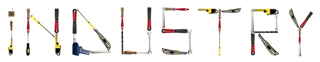 Industry word made of hand tools