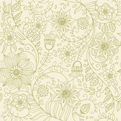 Fototapeta na wymiar Floral vintage seamless pattern for retro wallpapers
