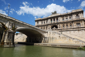 Fototapeta premium Corte Suprema di Cassazione, Tiber river at summer day in Rome,