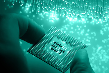 Fiber optics background with lots of light spots