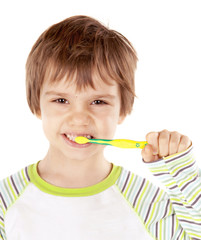 Little boy with tooth brush