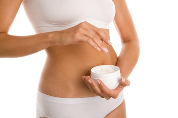 Woman with body lotion