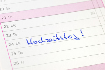 Kalendereintrag "Hochzeitstag"