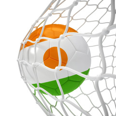 Niger soccer ball inside the net