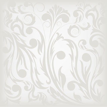 Gray Floral Background, Which Can Be Used As Seamless